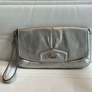 Coach Silver Wristlet Clutch